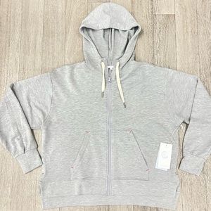 NEW! $148 CALME by JOHNNY WAS Heather Gray Zip Front Hoodie Sweatshirt S M L XL